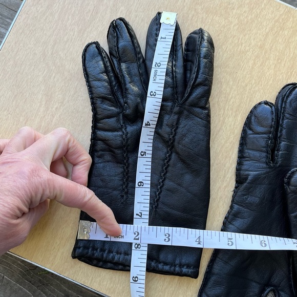 Lands’ End Men’s Black Leather Cashmere Lined Gloves Sz S - Picture 10 of 10